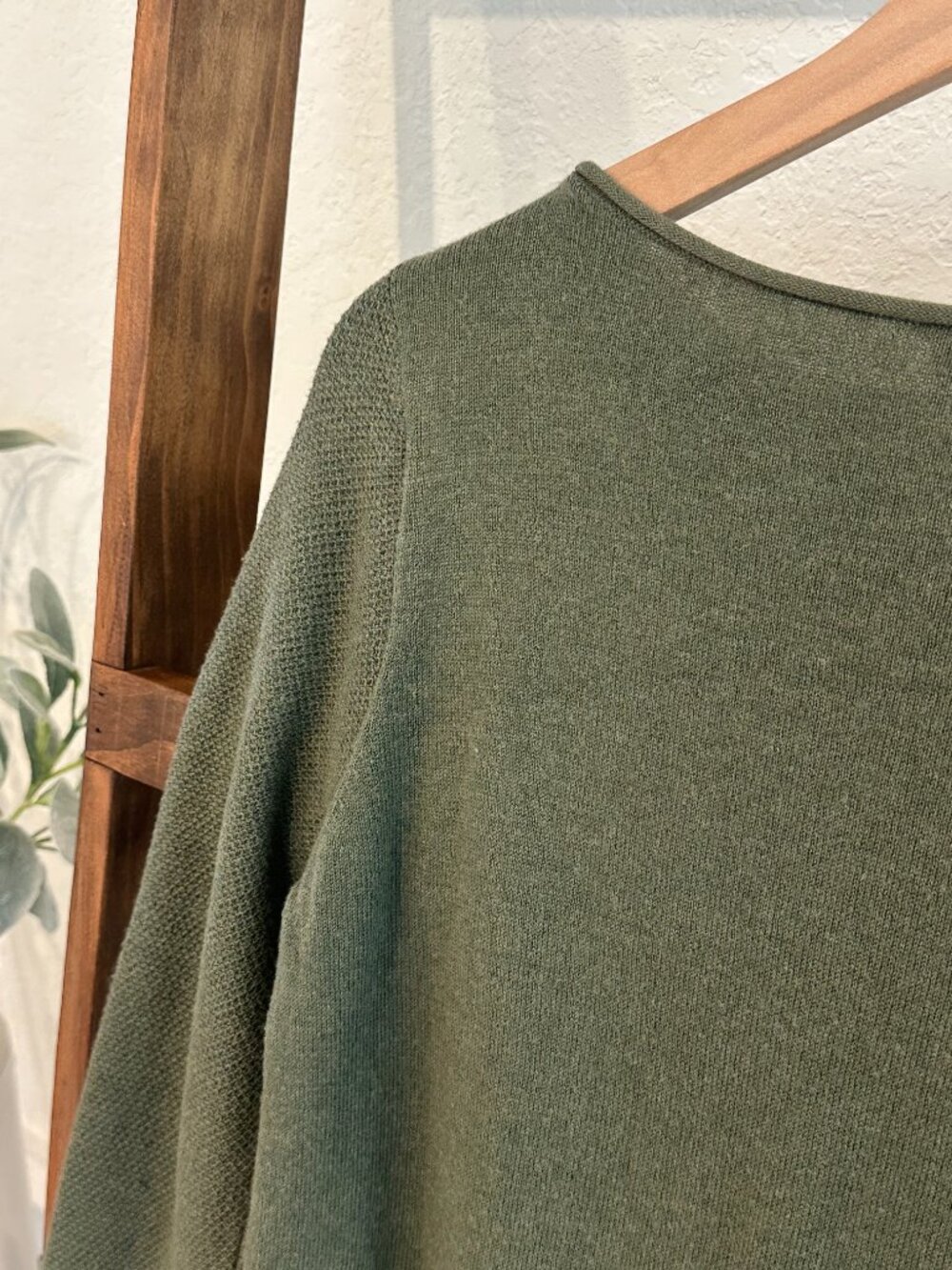 LOFT Outlet Hunter Green Long Sleeve Tunic Sweater Small Textured Sleeves - Picture 5 of 13